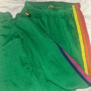 Aviator Nation Green Stripe Sweatpants